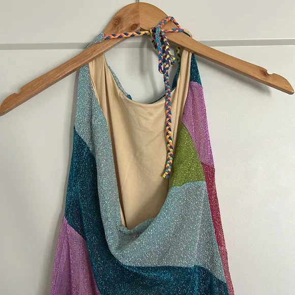 KURT GEIGER RAINBOW MINI DRESS SWIM COVER UP SIZE M MSRP $149.00 NWT - Picture 7 of 9